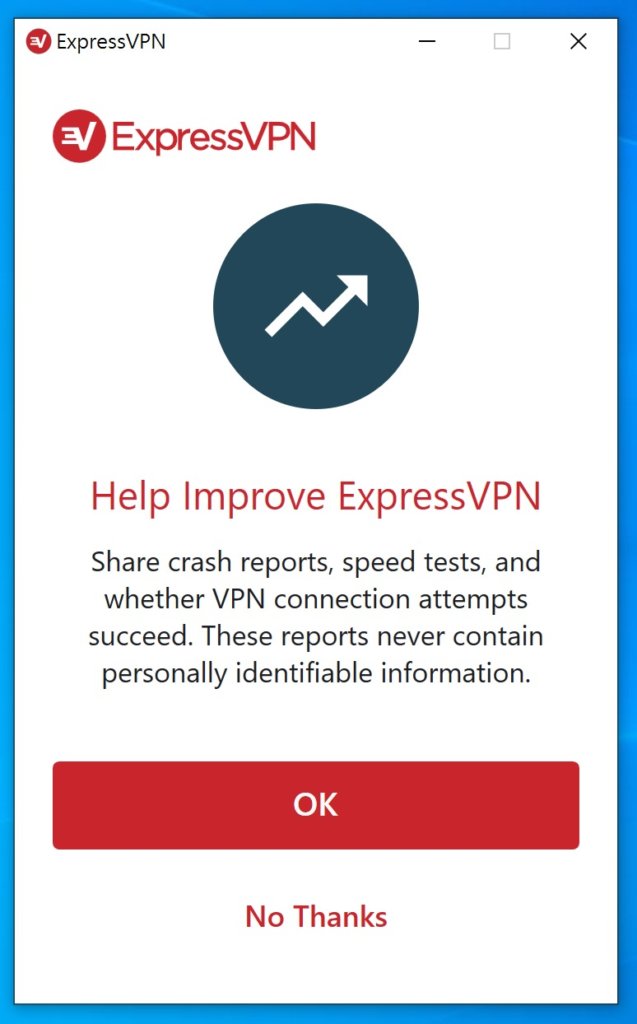 是否要將使用資料給ExpressVPN官方