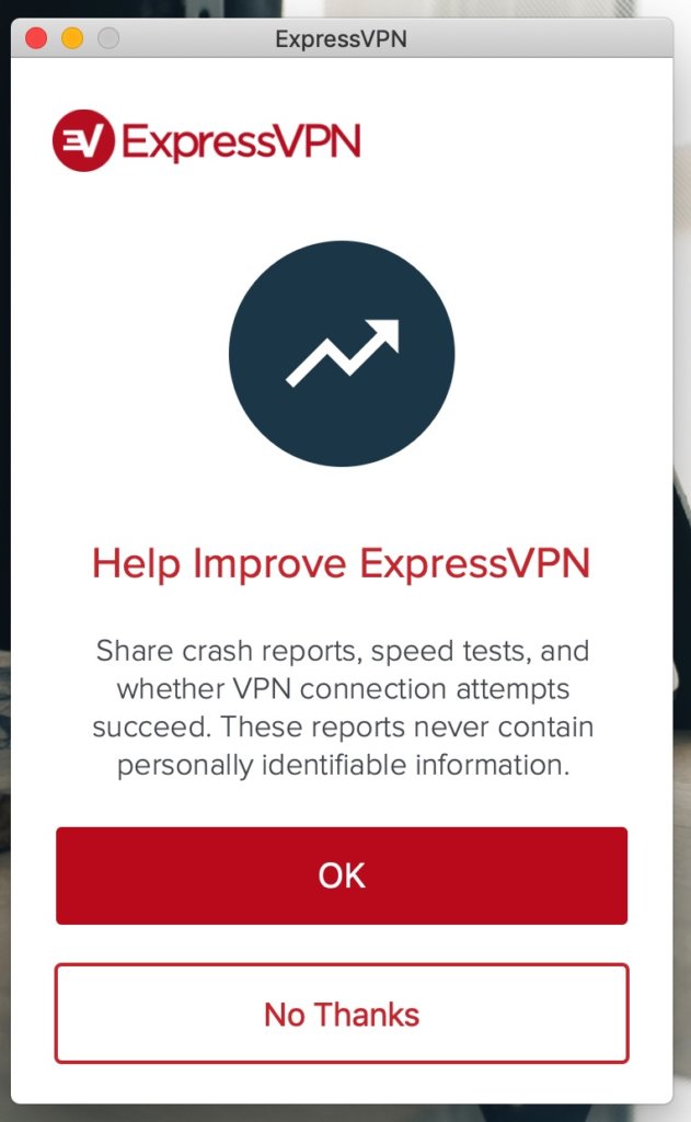 是否要將使用資料給ExpressVPN官方