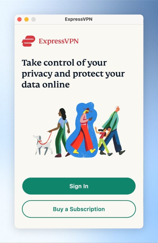 初始畫面如下圖,點擊「Sign In」登入ExpressVPN