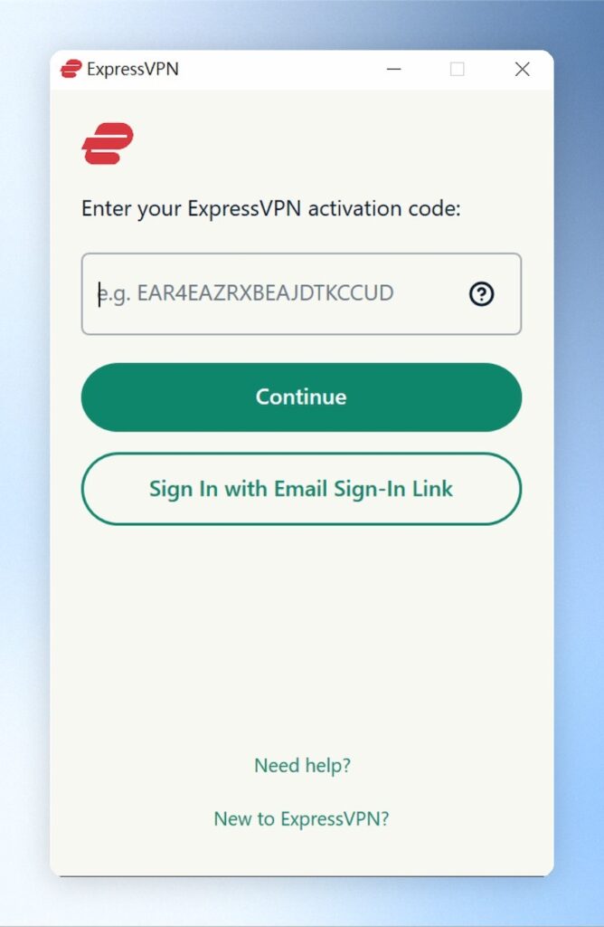 輸入前面步驟所取得的Activation code,並點擊「Continue」