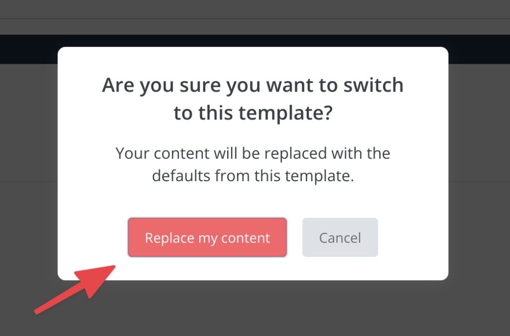 點擊「Replace my content」