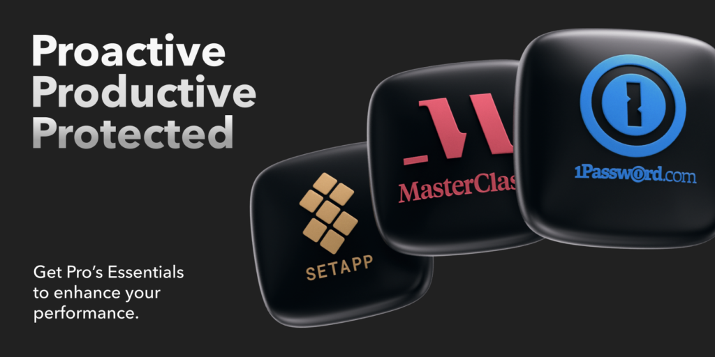 【Setapp 特殊優惠】 與 1Password、MasterClass 年訂閱組合包,單獨訂閱也有優惠! 1
