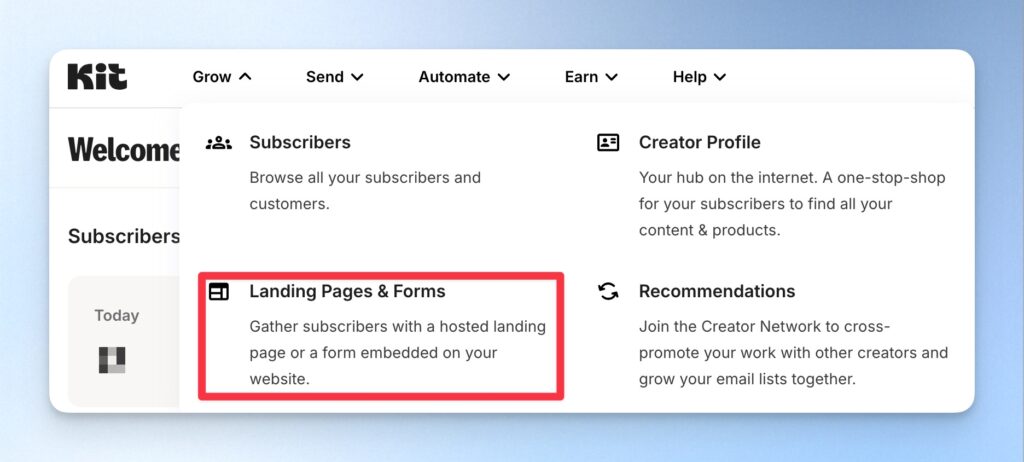 kit landing pages & forms