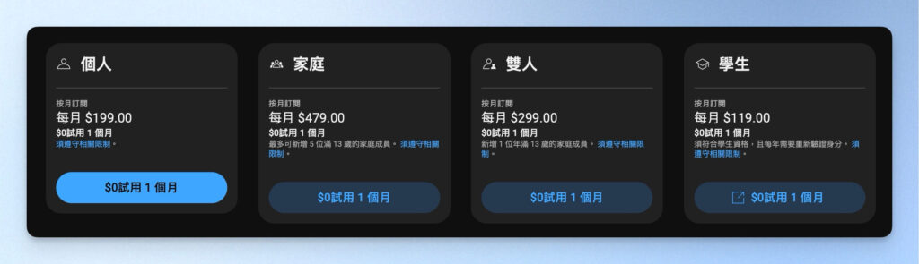 YouTube Premium 價格