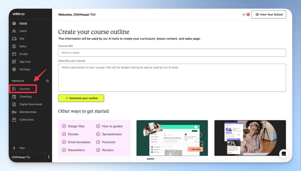 點擊側邊欄「Course」