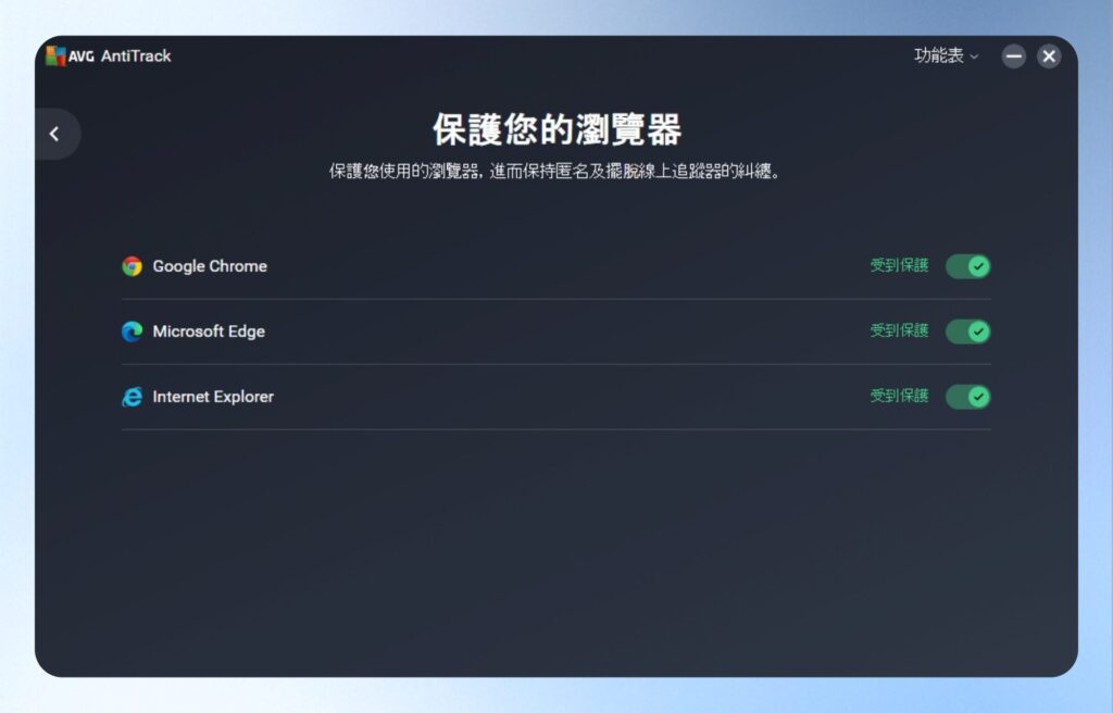 AVG AntiTrack 瀏覽器保護