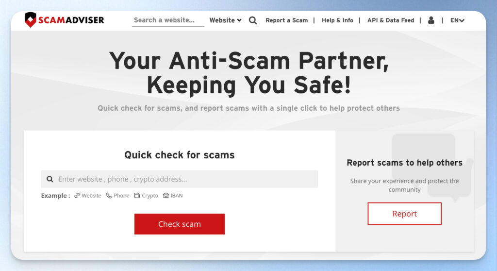 SCAMADVISER 查詢網站可信度