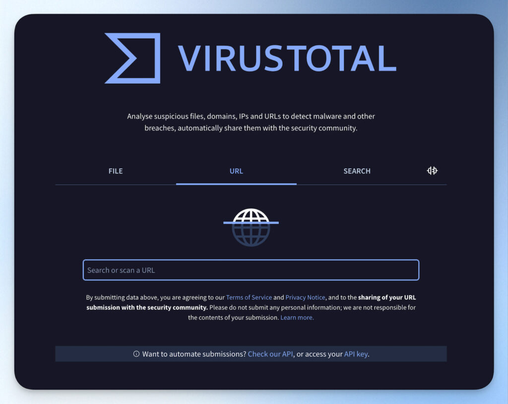 VirusTotal 檢測網址安全