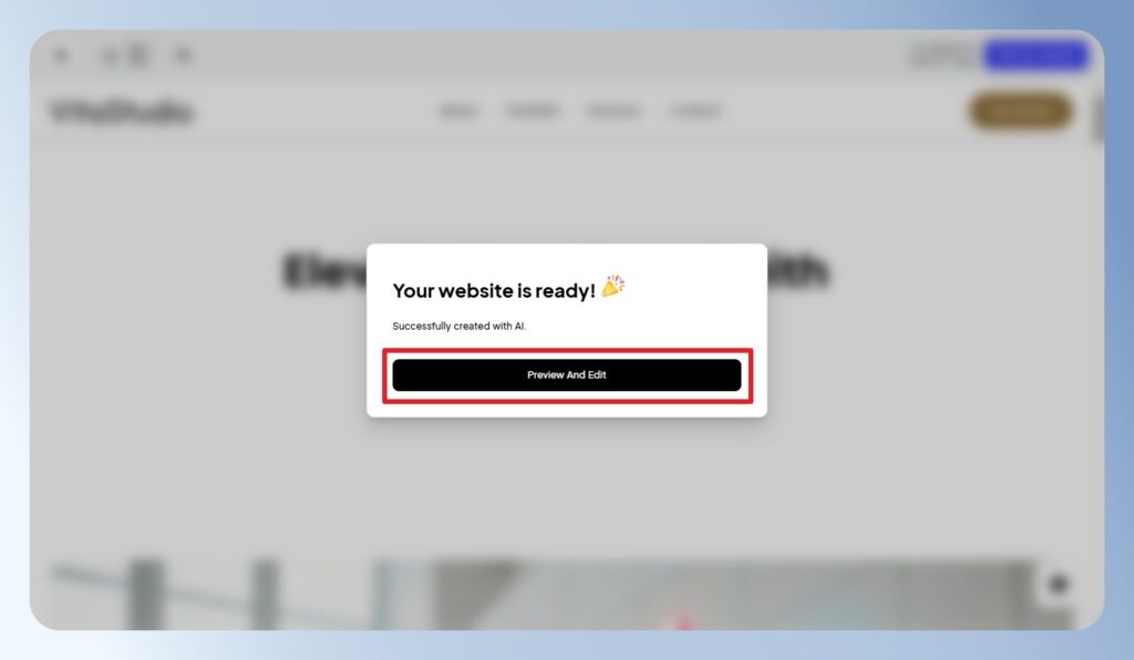 10Web 網站生成完成畫面