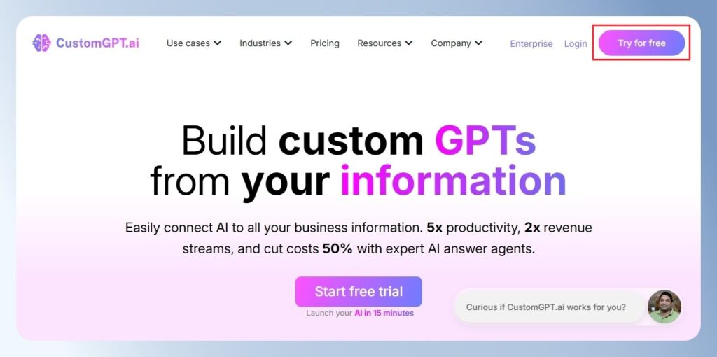 CustomGPT.ai 首頁