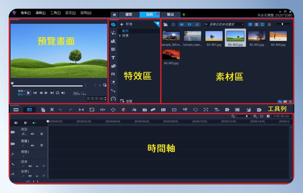 會聲會影 VideoStudio 編輯畫面說明