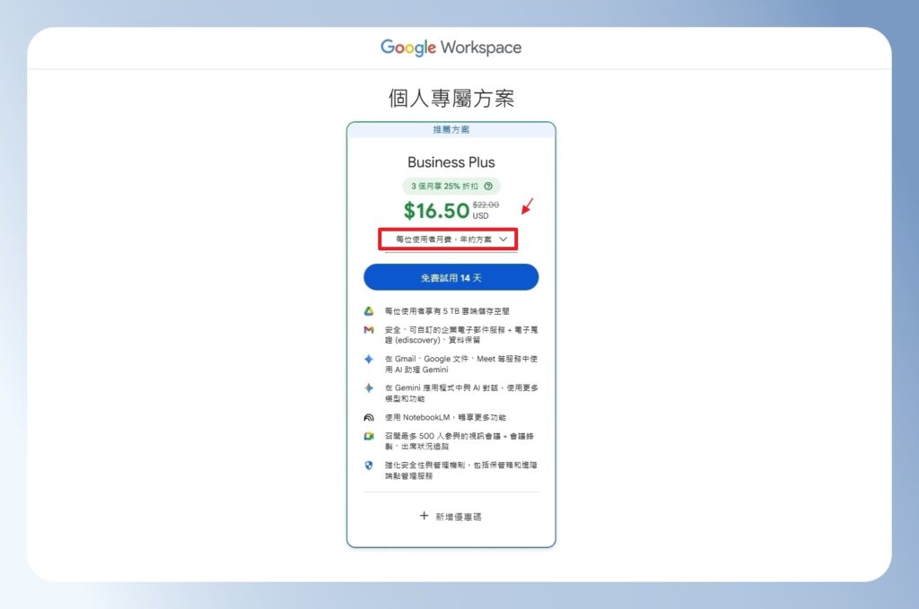 Google Workspace 個人專屬方案
