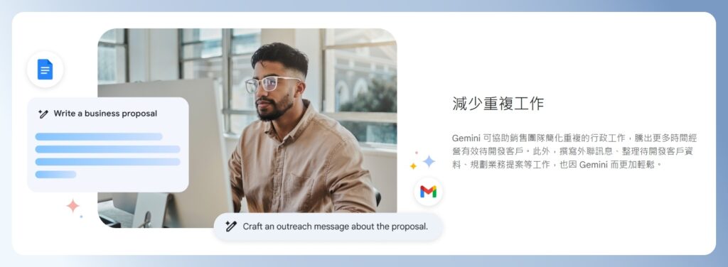 使用 Google Workspace 內建 AI 可減少重複性工作