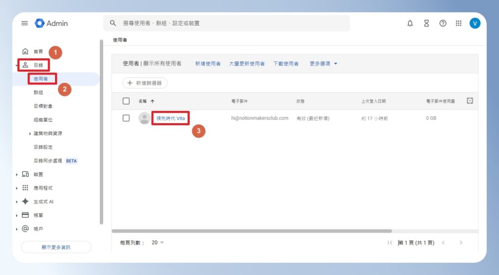 Google Workspace 後台