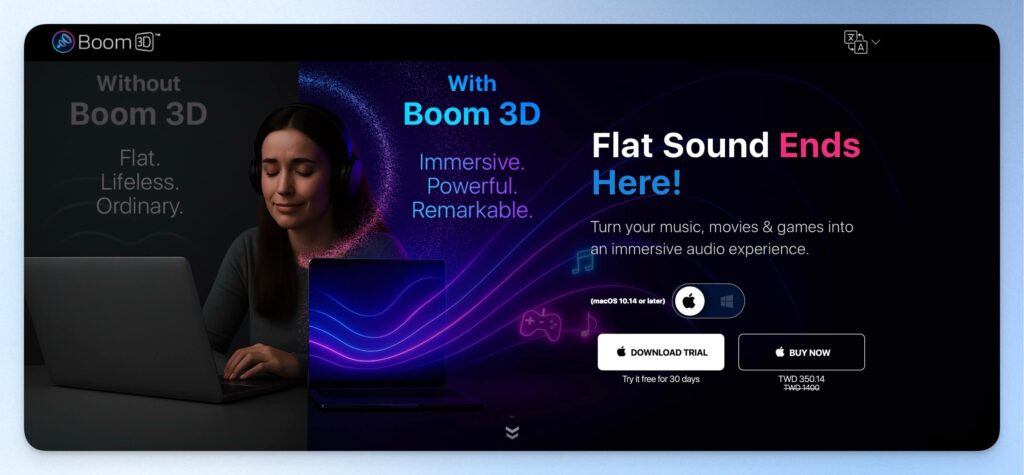 Boom 3D 官網首頁