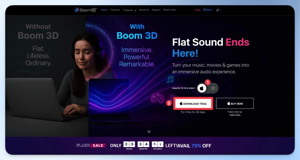 在 Boom 3D 官網下載