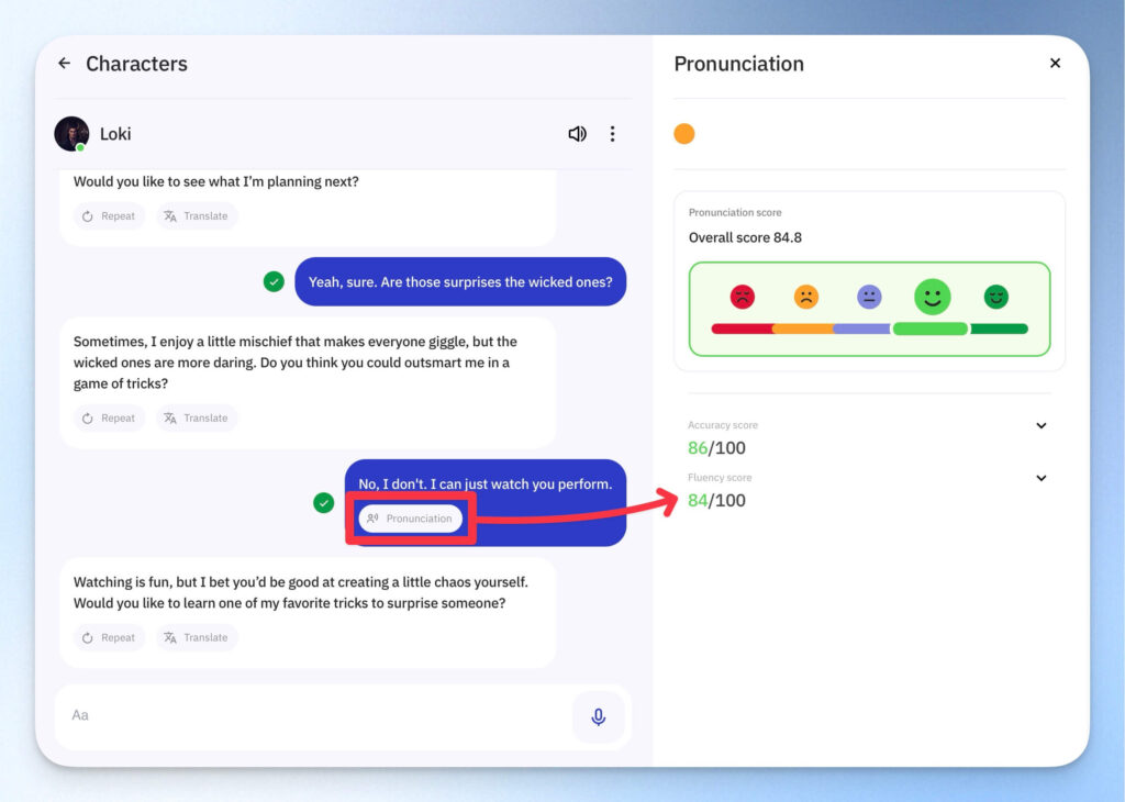 Talkpal 角色對話視窗