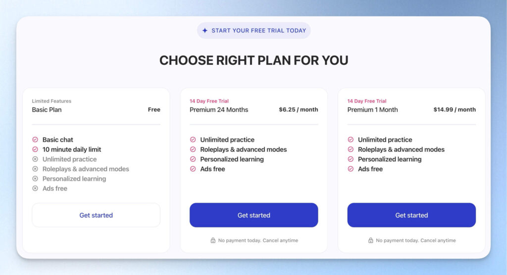 Talkpal 費用方案