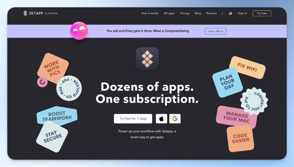 Setapp 首頁