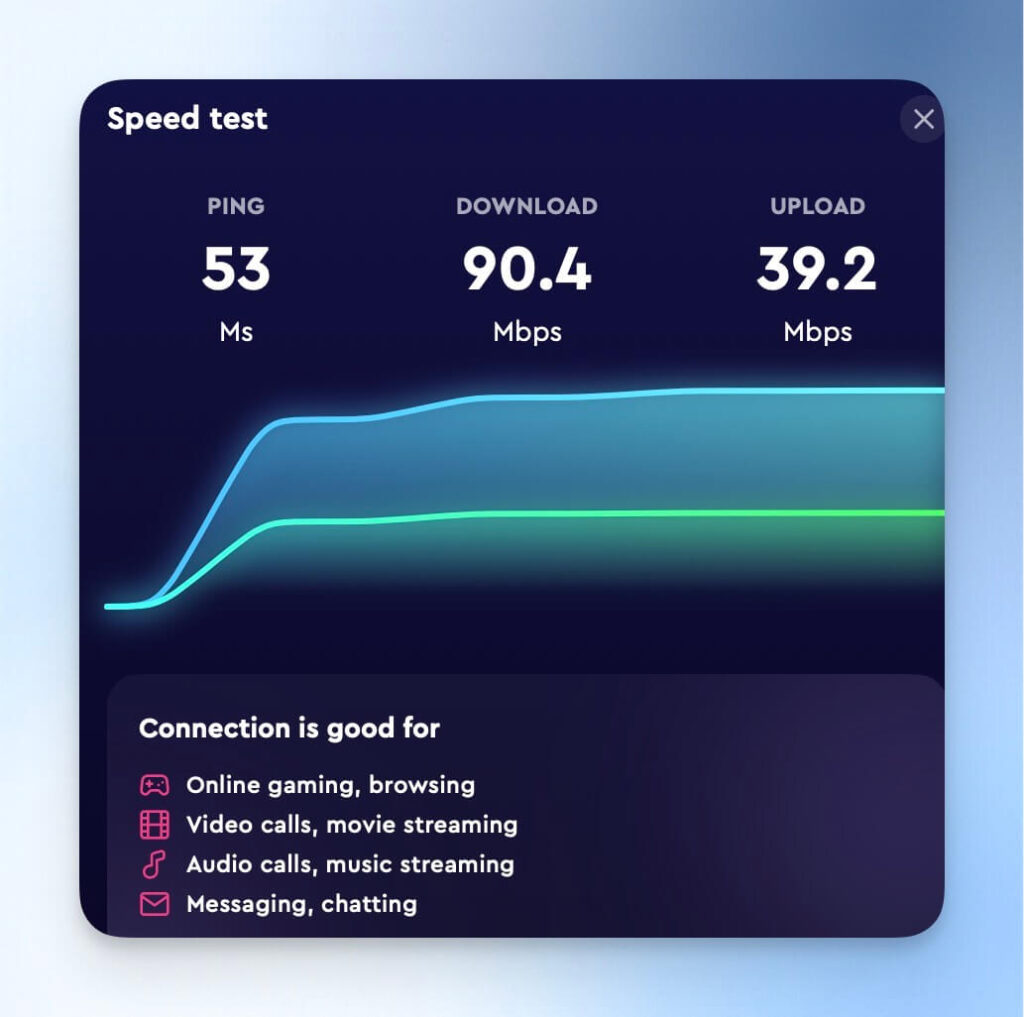 未使用 ClearVPN 前的連線速度