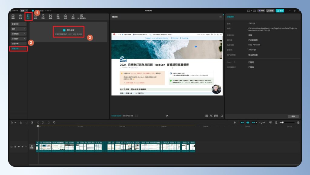CapCut 電腦版匯入字幕