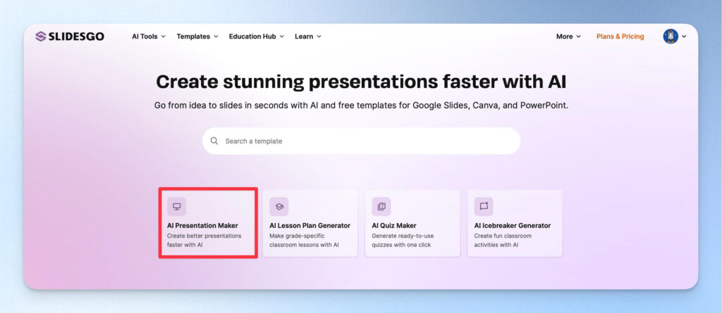 Slidesgo AI 簡報生成器