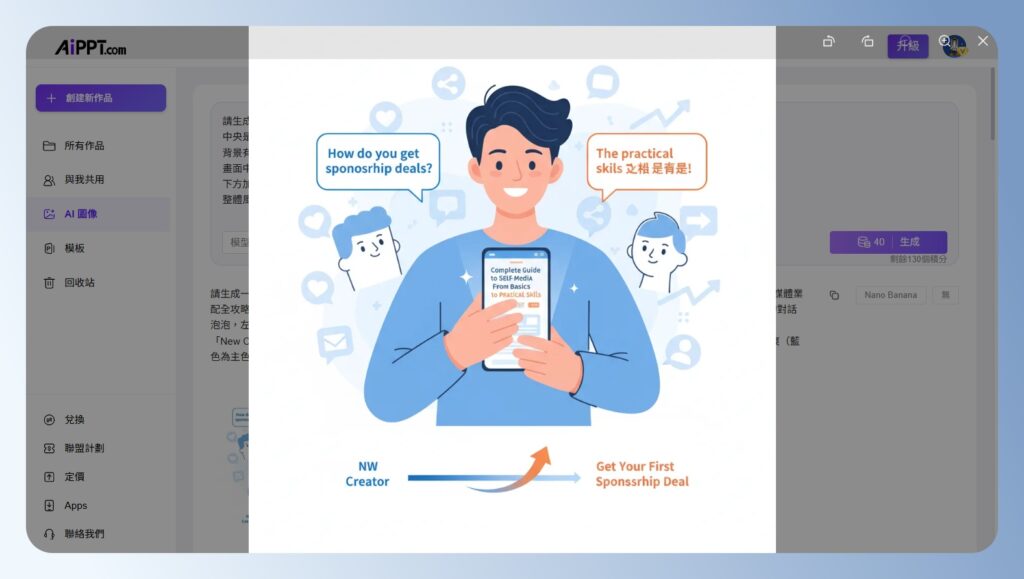 AiPPT 查看文字生圖結果,有錯字與亂碼