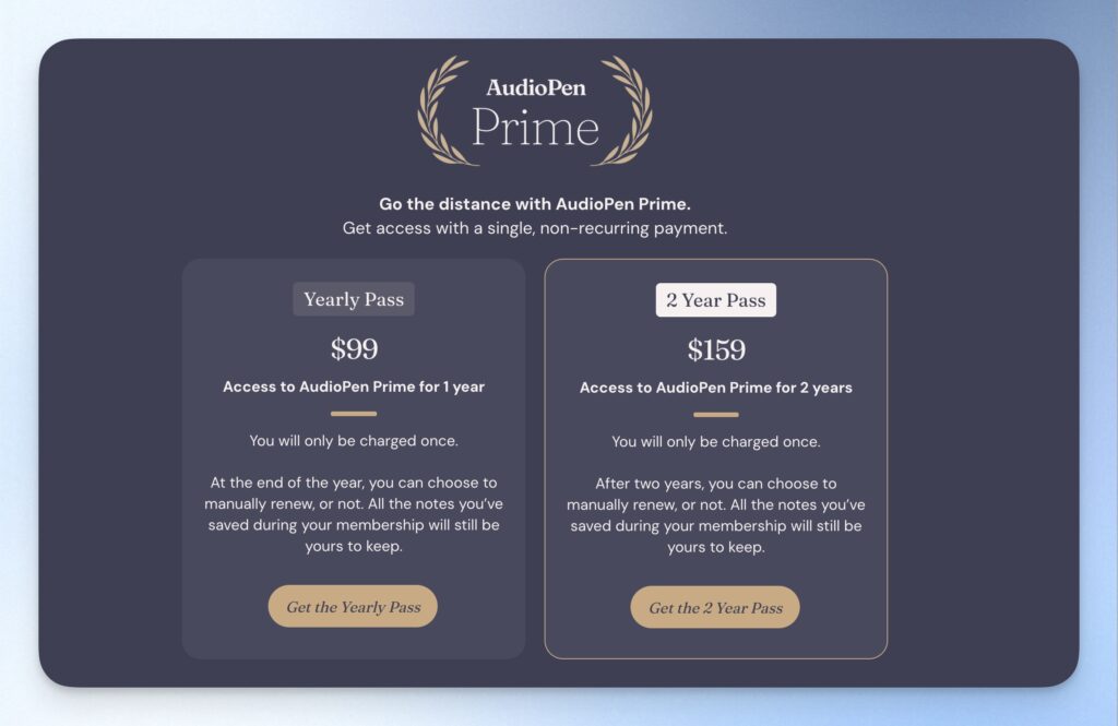 AudioPen 價格方案