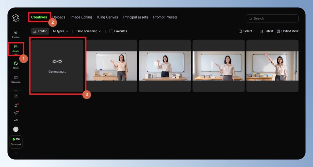 Kling AI Avatar 查看素材庫