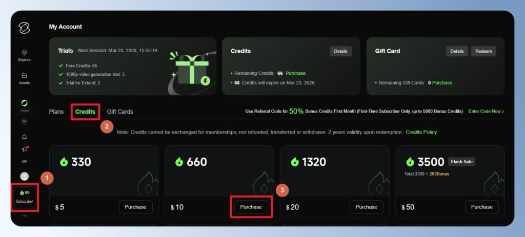Kling AI 會員加購點數
