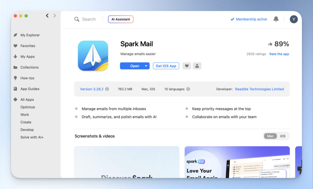 Setapp 用戶如何使用 Spark Mail