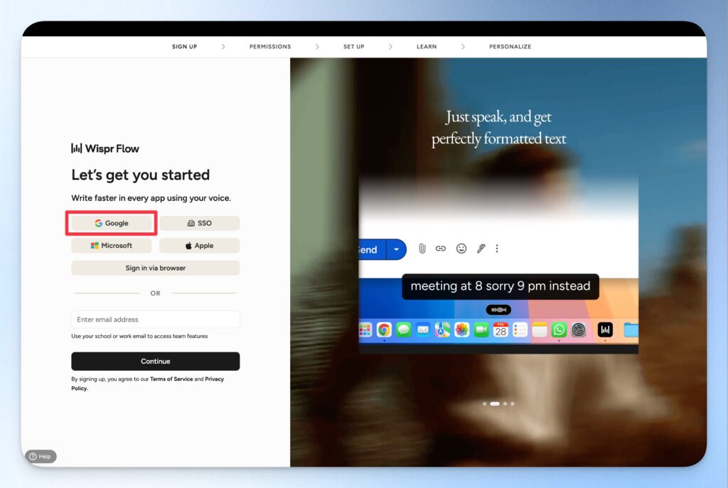 Wispr Flow 帳戶登入