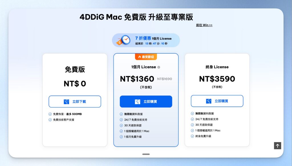 4ddig mac 版價格方案