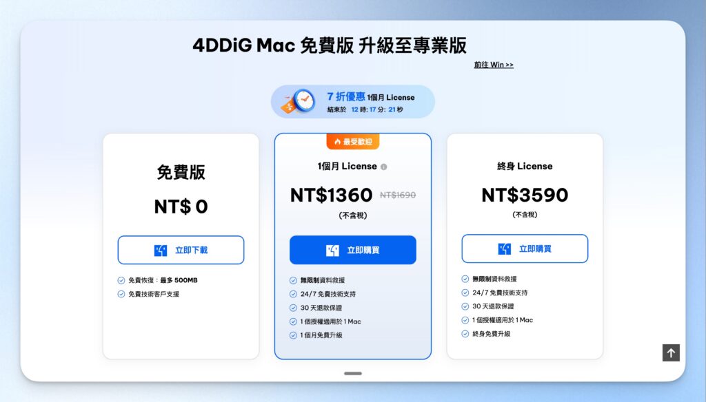 4DDiG 購買方案